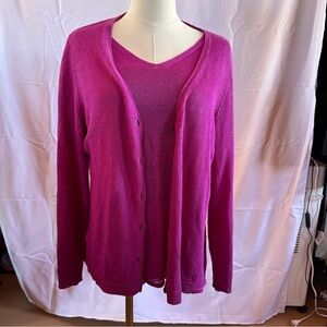 Eileen Fisher womens Large Organic Linen Top & Cardigan 2 piece set